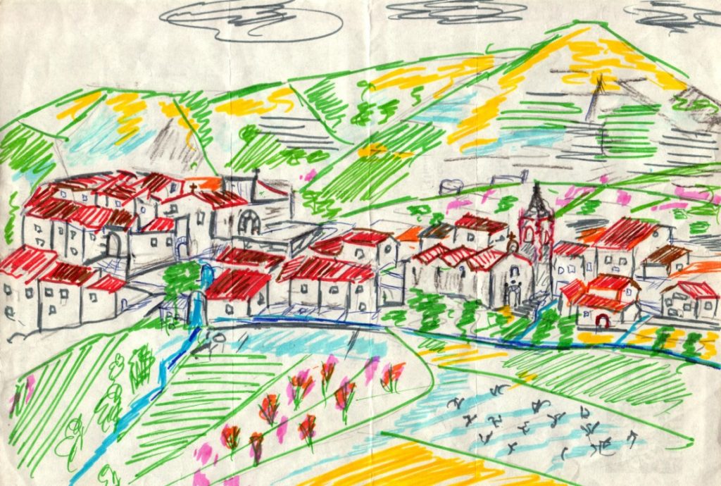 Dessin du village vers 1910